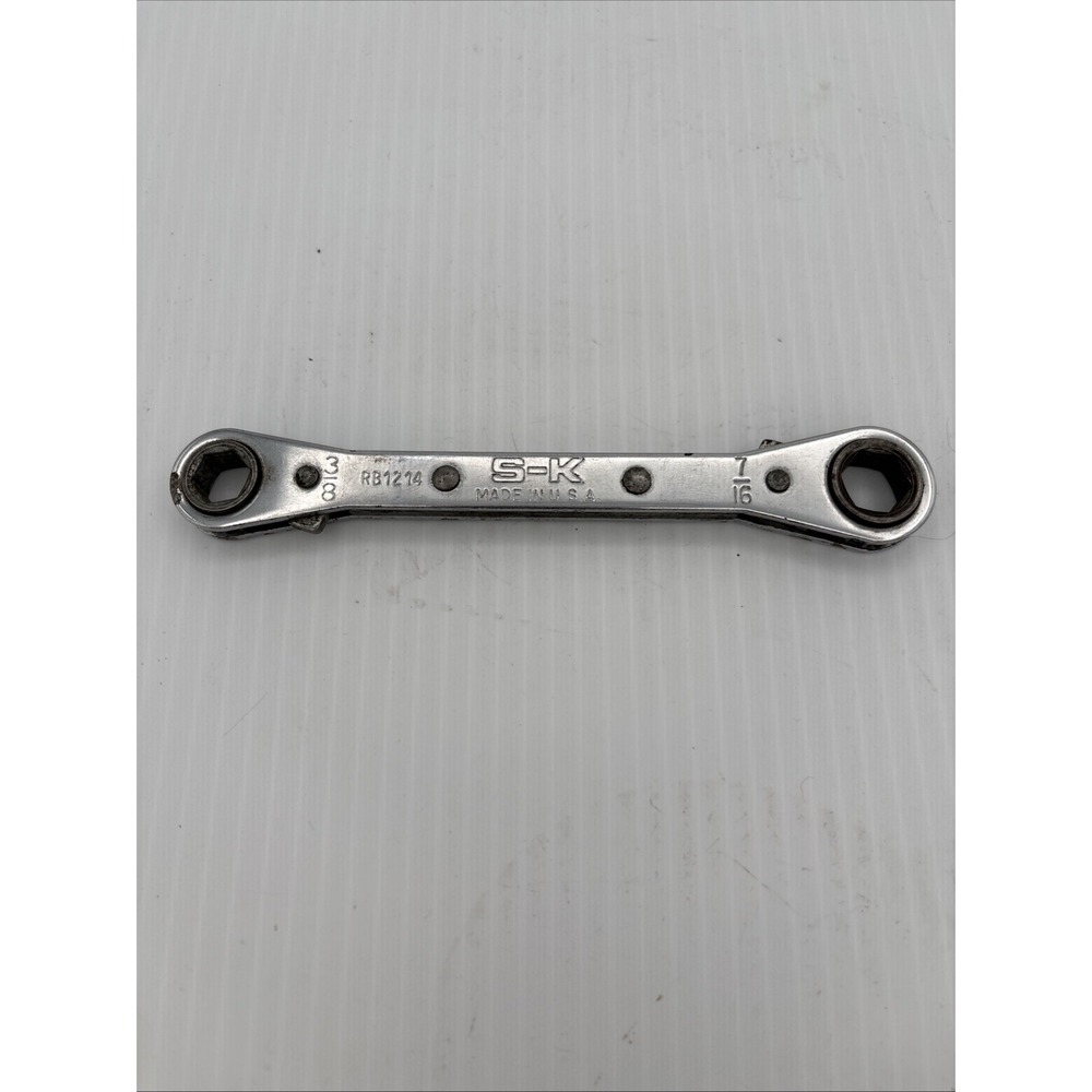 S-K Tools 7/16" x 3/8" Double Box Universal Spline Wrench RB1214 USA MADE
